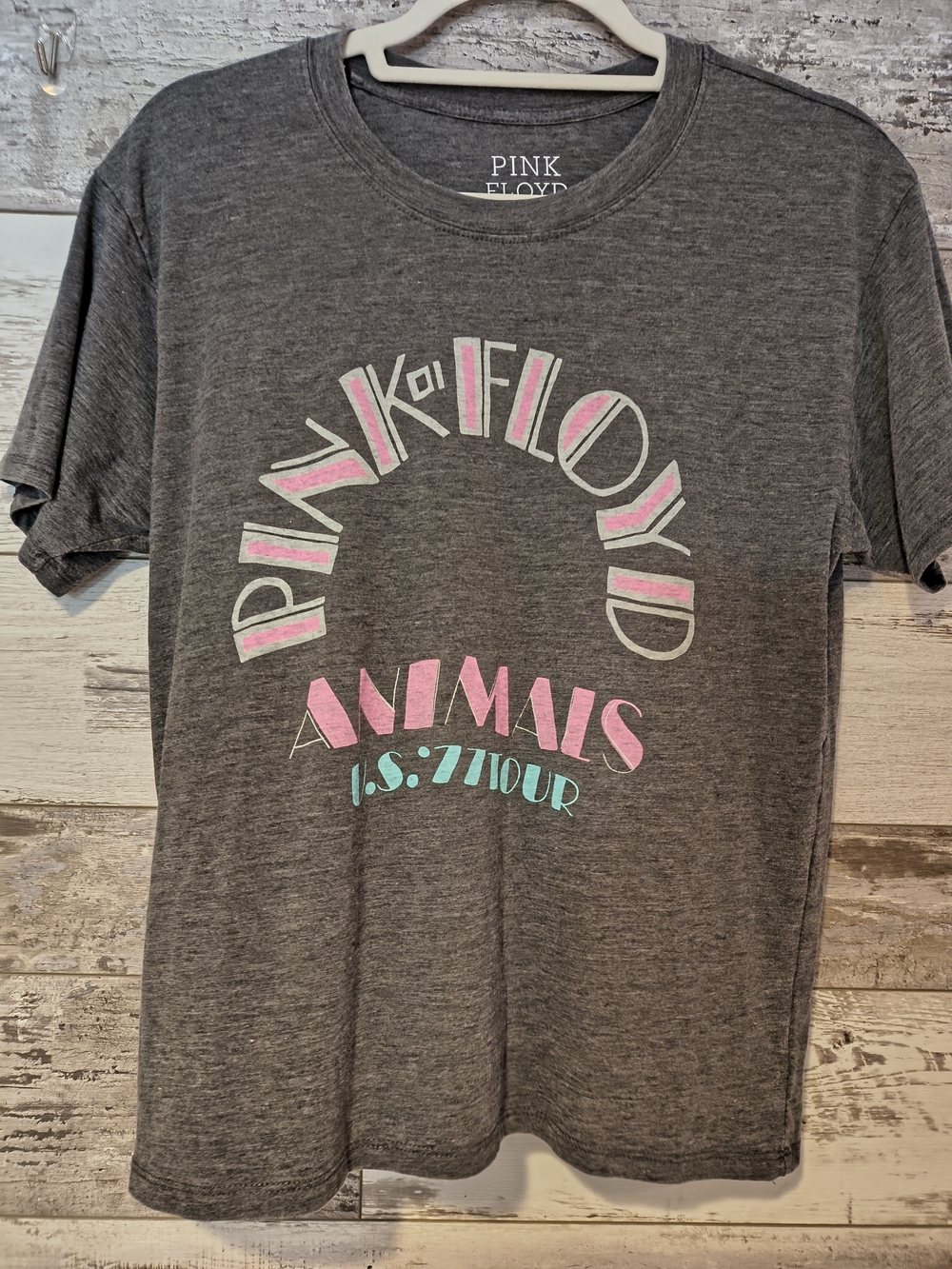 Pink Floyd Graphic Band Tee Gray & Pink Small